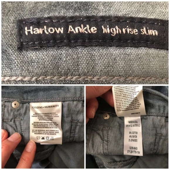 Citizens of Humanity Velvet Harlow Ankle Slim sz25 - Picture 6 of 7